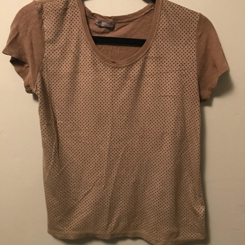Zara W&B 1/2 Suede Nude T-Shirt